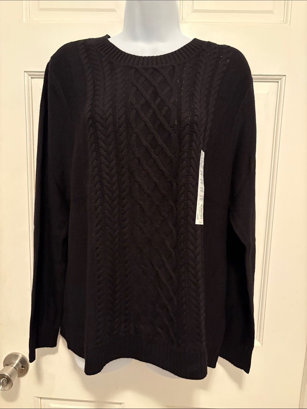 Croft & Barrow Woman’s Black Cable-Knit Crewneck Sweater size XLP NWT